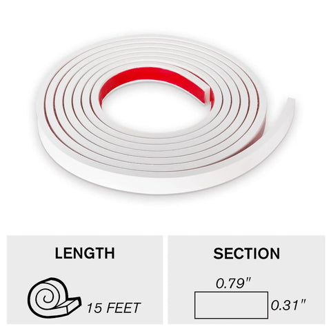 Coiled DIY Window Grille Inserts Grid Kit Self Adhesive Trim 15 Ft Long White Thick Version with section size details
