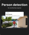 Hella Crisp 2K Wireless Smart Video Doorbell With Built In Chime shows a person detected notification on smartphone screen.