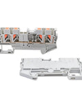 10-Piece Four-Wire Terminal Block Set With 2.5mm2 Spring Clamp DIN Rail Mount Rugged Flame-Retardant Housing High-Current Vibration-Resistant Connections
