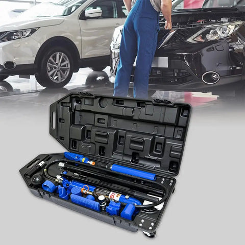 Heavy Duty 10 Ton Hydraulic Porta Power Kit With Ram Cylinder Hand Pump Portable Hard Case For Auto Body Frame Repair Straightening Pulling Garage Shop Tool