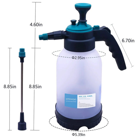 Half Gallon Garden Pump Sprayer With Extended Wand Handy Handheld Water Spray Unit Adjustable Nozzle for Lawn Care and Plant Watering