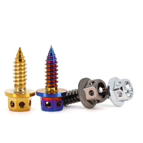 PVD Blue Burnished 304 Stainless Steel External Hex Flange Self Tapping Screws Set M4 And M5 in four colors, front view.