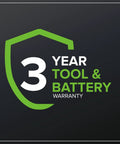 3-year tool and battery warranty badge for 40V Cordless Leaf Blower With Brushless Motor, 730 CFM And 190 MPH, Lightweight Gas Free Workhorse.