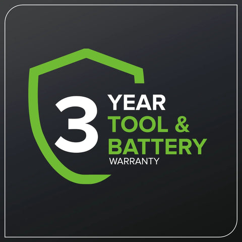 3-year tool and battery warranty badge for 40V Cordless Leaf Blower With Brushless Motor, 730 CFM And 190 MPH, Lightweight Gas Free Workhorse.