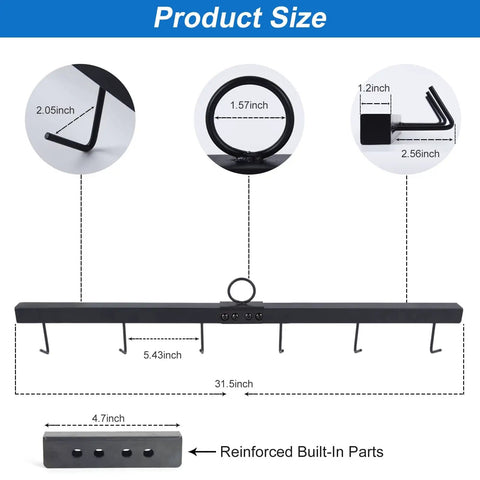 Pro Grade Chain Link Fence Stretcher Tool 31.5 Inch Upgrade With Six Thickened Hooks, size and reinforced parts details.