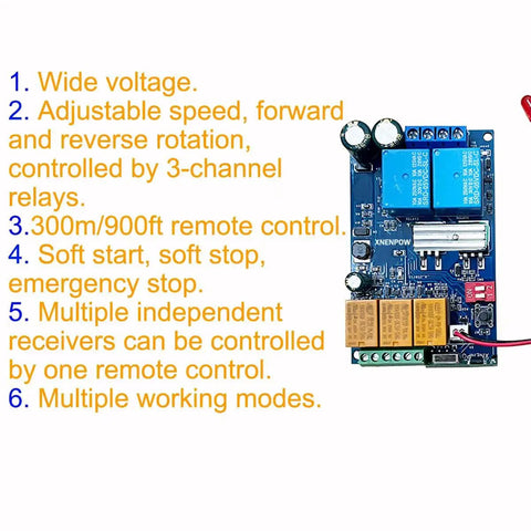 Remote PWM DC Motor Speed Controller With Forward And Reverse For Train Models 9V To 48V Up To 7A Includes 3 Independent Relays