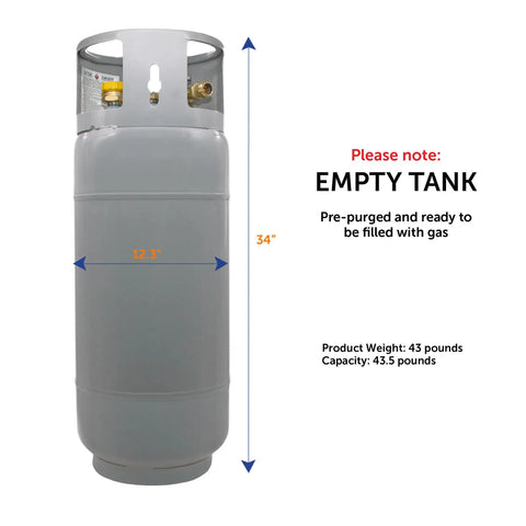 Steel Forklift Propane Tank 43.5Lb With Gauge DOT And TC Compliant Heavy Duty Build Larger Capacity Than Standard Tanks