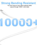 Front view of white USB-C to USB-C charging cable, 10ft, 60W, two-pack