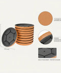 Round Furniture Sliders Three Point Five Four Inch PEVA Pads For Hardwood Tile And Laminate Floors, stack view and material detail