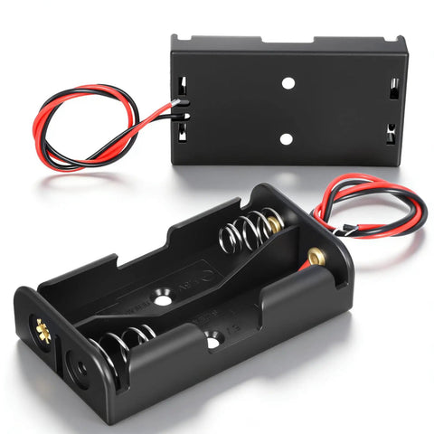 Dual Aa Battery Holder With Prewired Leads Two Pack 3 Volts Output Case For Diy Electronics Sensor Circuits And Led Projects compact design with wires.