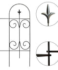 Front view of Rustproof Wrought Iron Garden Fence Border 32 Inch High And 20 Feet Long Across 14 Panels No Dig Fence For Flower Beds