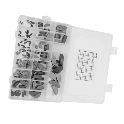 135 Pcs Woodruff Key Set With 21 Types in plastic storage box for flywheel pulley and crank shafts, pro grade hardware essentials