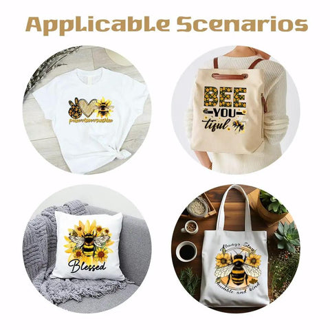 Six Pack Bee Sunflower Iron On Transfers Dope DTF Paper Decals For T Shirts Hoodies Jackets Positive Text Washable Stickers