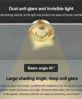 8 Pack 3 Inch Recessed Downlights With Slick Brass Baffle Trim And Heavy Duty Copper Housing Pro Level COB Can Lights delivering bright focused beams with anti-glare feature.