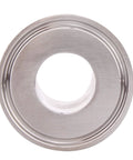 Front view of stainless steel sanitary tri-clamp flange with central bore