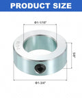 Set Screw Shaft Collars 1-1/16 Inch Bore, 1-3/4 Inch Outside Diameter, 5/8 Inch Width, Zinc Plated Carbon Steel Locking Clamp for Linear Rod Guides, Heavy-Duty Rock-Solid Positioning Spacers That Lock Down shown with dimensions