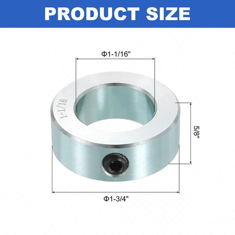 Set Screw Shaft Collars 1-1/16 Inch Bore, 1-3/4 Inch Outside Diameter, 5/8 Inch Width, Zinc Plated Carbon Steel Locking Clamp for Linear Rod Guides, Heavy-Duty Rock-Solid Positioning Spacers That Lock Down shown with dimensions