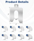 MUZIK 56-piece 304 stainless steel shim kit, 2x2 in slotted shims with safety hole, thickness 0.001–0.075 in.
