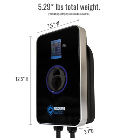 Wall Mount 50 Amp Level 2 EV Charger 12 Kw 240 Volt With Bluetooth And Slick Smart Wifi App Control with LCD display.