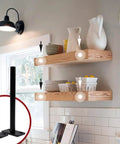 Two Pack Dope Heavy Duty Black Hidden Shelf Brackets For Wall Mounted Floating Shelves Made Of Stainless Steel in kitchen