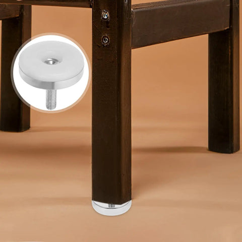 Heavy Duty Adjustable Cabinet Leveling Feet Set 6 Pcs With M8 Thread Iron And Plastic Furniture Leg Levelers For Wood Cabinets Tables And Chairs Home And Restaurant Use installed on a table leg