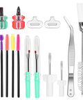 Handy 14Pcs Sewing Machine Cleaning Kit Pro Grade Repair Tools With Double Headed Brush Tweezers And Screwdrivers displayed