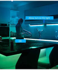 WiFi LED Light Strip Kit 65.6ft Waterproof IP65 All In One Set With 5050 LEDs illuminating kitchen with smartphone control.