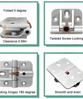 Anteisi adjustable 180-degree hinges, stainless steel folding bifold door hardware, 2 pcs