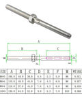 Premium Two Pack Marine Grade Stainless Steel Threaded Swage Stud Terminals Badass Heavy Duty Wire Rope Rigging Fittings Rock Solid Corrosion Resistant Yacht Deck And Kayak Hardware M8X4 Size with dimensions and details.