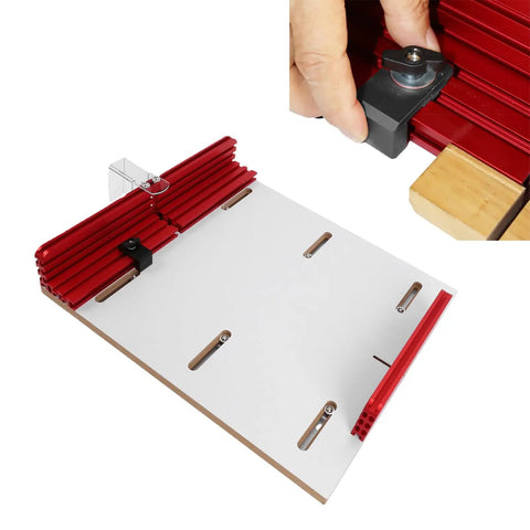 Professional Table Saw Crosscut Sled With Adjustable Aluminum Fence And Rock Solid Miter Track for precise wood cutting setup.