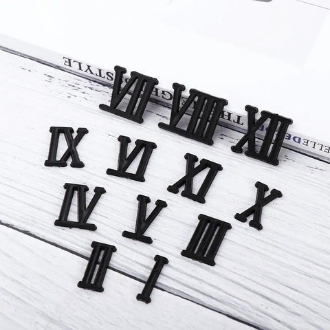 12 Piece Clock Numerals Kit For DIY Repair Arabic And Roman Digits Quartz Wall Clock Parts In Three Colors Plastic Durable Replacement Numerals