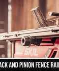 Rack and pinion fence rails of Solid 15 Amp 10 Inch Table Saw for precise cutting and accuracy.