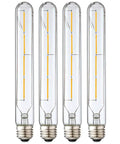 4 pack of T10 LED Long Bulbs 4W Dimmable Tubular Filament Bulbs, E26 Edison Style Vintage LED Filament Light Bulb, 8.9 Inch
