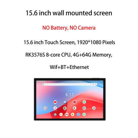 Rock Solid 15.6 Inch Android 14 Digital Signage Wall Mount Capacitive Touchscreen Tablet Hits Different 1080P IPS Display