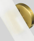 Close-up of frosted glass on Modern Brass Wall Sconces Two Light Cylinders Frosted Glass Vanity Lights with gold brass finish