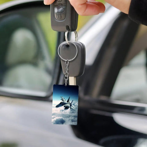 Featherlight Aircraft Fighter Jets Acrylic Keychain With Chain And Jump Rings Tiny Bag Purse Charm held by car keys