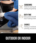 Person kneeling on Ultra Thick Foam Kneeling Pad With High Density Cushion For Crazy Comfortable Knees Large 17.5x11 Knee Pad by a car tire