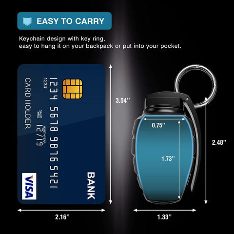 Dimensions of Waterproof Pill Case And Cash Stash Keychain Organizer With Ring Fob Emergency Accessory next to credit card.