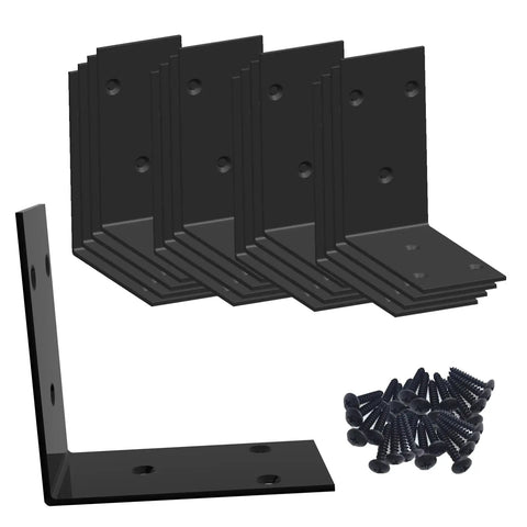 Built Tough L Bracket For Raised Garden Beds And Wood Projects, Stainless Steel Black Corner Braces with screws, 90 Degree Shelf Brackets