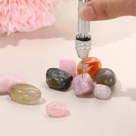 Using 57 Piece Micro Drill Bits And Pin Vise Set on resin beads for precision crafting and jewelry making