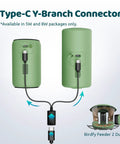 5W Solar Panel For Smart Bird Feeder Camera with Type C Charger, showing Type-C Y-Branch Connector setup with Birdfy Feeder 2 Duo