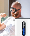 Man using Eye Mask Goggles for Hydrogen Gas Inhalation and Eye Fatigue Relief with hydrogen generator