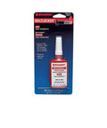 Red Pro Grade High Strength Thread Locker Bolt Locking Sealant For Metal Fasteners, 350 Degree F Max Temperature, 24mL Carded Bottle.