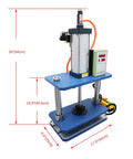 Built Like A Tank 1102 Pound Pneumatic Punch Press With Digital Display Controller showing dimensions 33" height, blue frame.