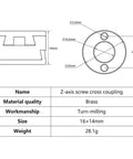 Top Tier Flexible Shaft Coupler 16mm Fits Oldham T8 Z Axis Screw For Hot Bed Reduce Printing Jiggle On 3D Printers And CNC Machines brass cross coupling, 16x14mm