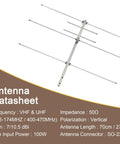 Go To Dual Band Yagi Antenna For Ham Radio VHF UHF 136 174 MHz And 400 470 MHz High Gain 7 And 10.5 dBi details with SO-239 connector