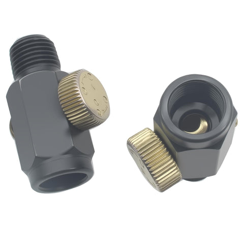 Two Pack Brass Inline Air Flow Regulator Adjustable One Quarter Inch NPT Male and Female Valves for Air Compressors