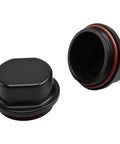 Two Pack Trailer Bearing Dust Cap With O Ring Grease Cover for Dexter Vortex Marine Trailers and Boat Hubs Replace 81143 48355v K71 G01 73 Fit 1250 Lbs To 1750 Lbs featuring two black caps with red o-rings. 