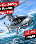 Shark Themed RC Helicopter For Kids And Adults With Altitude Hold One Key Takeoff And Landing Bright LED Lights in flight