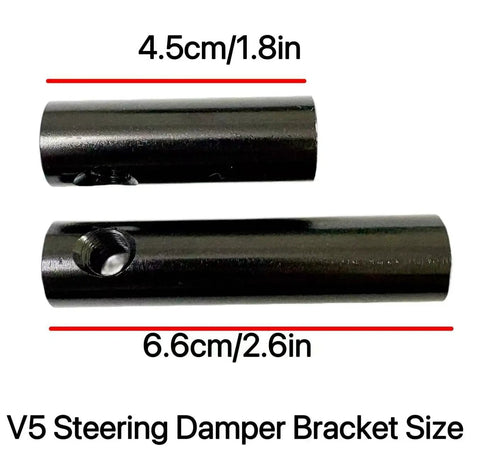V5 steering damper bracket size for Carbon Fiber Look Steering Damper Kit For Dual Motor Electric Scooters, showing dimensions